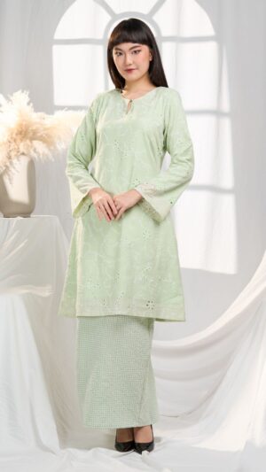 Kurung Riau Rafflesia In Soft Green