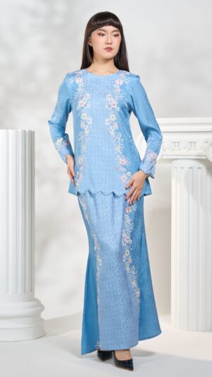 Kurung Moden Sakura In Steel Blue